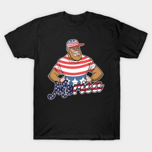 Merica Bigfoot USA Flag 4th Of July Fourth T-Shirt